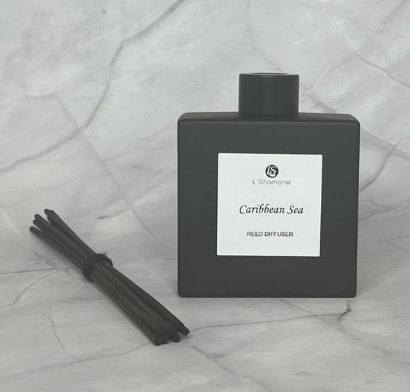 CARIBBEAN SEA REED DIFFUSER MATTE BLACK SQUARE BOTTLE