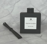 PEPPERMINT EUCALYPTUS REED DIFFUSER MATTE BLACK SQUARE BOTTLE