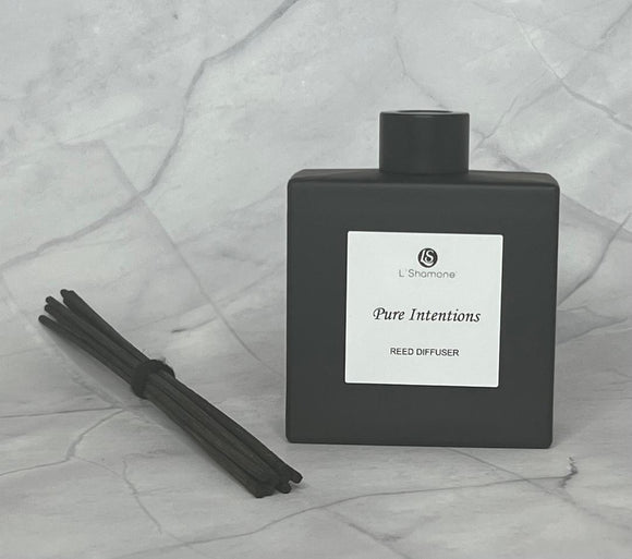 PURE INTENTIONS REED DIFFUSER MATTE BLACK SQUARE BOTTLE
